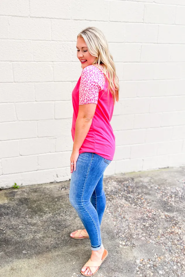 Earrings Heimish Set and Ready Spotted Sleeve Button Top Neon Pink