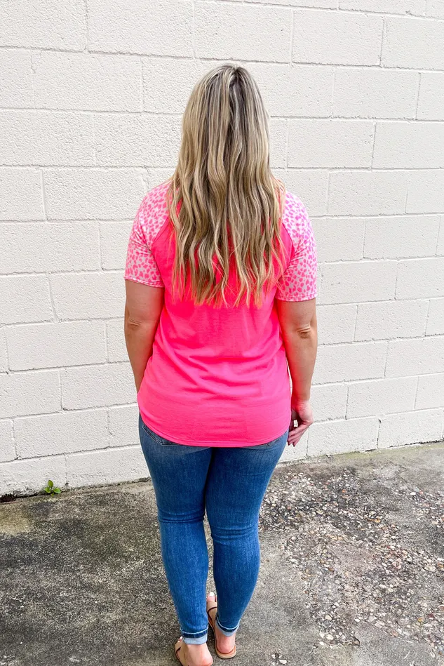 Earrings Heimish Set and Ready Spotted Sleeve Button Top Neon Pink