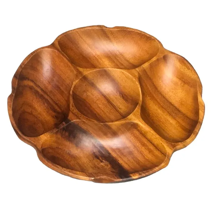 Earrings ISLANDERGRP Satin Flower Acacia Wood Serving Tray