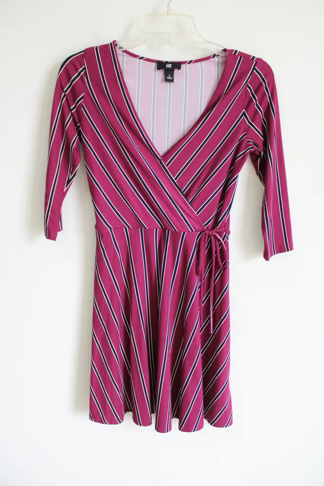 Earrings IZ Byer IZ Byer Dark Pink Magenta Striped Dress S