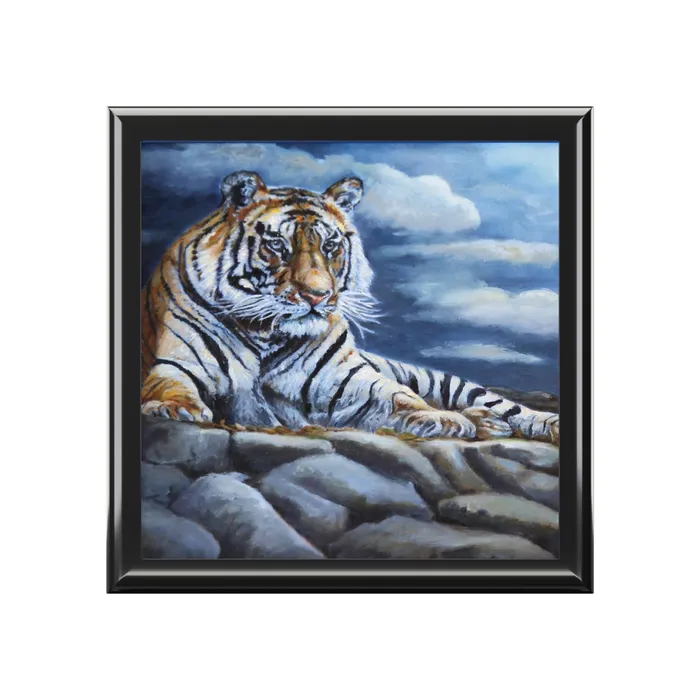 Earrings JewelryKeepsake Box Bengal Tiger Square Lacquer Box Portraits by NC