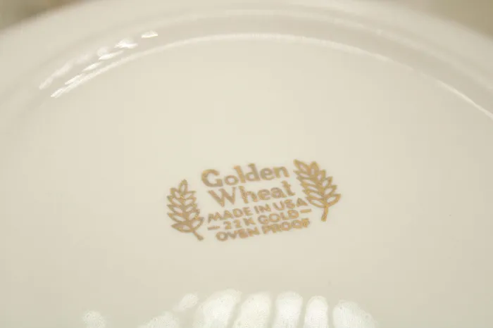Earrings Jubilee Thrift Golden Wheat Homer Laughlin 22K Gold Oven Proof Made In USA Set Of 6 Tea Cups Saucers Earrings Jubilee Thrift Golden Wheat Homer Laughlin 22K Gold Oven Proof Made In USA Set Of 6 Tea Cups Saucers