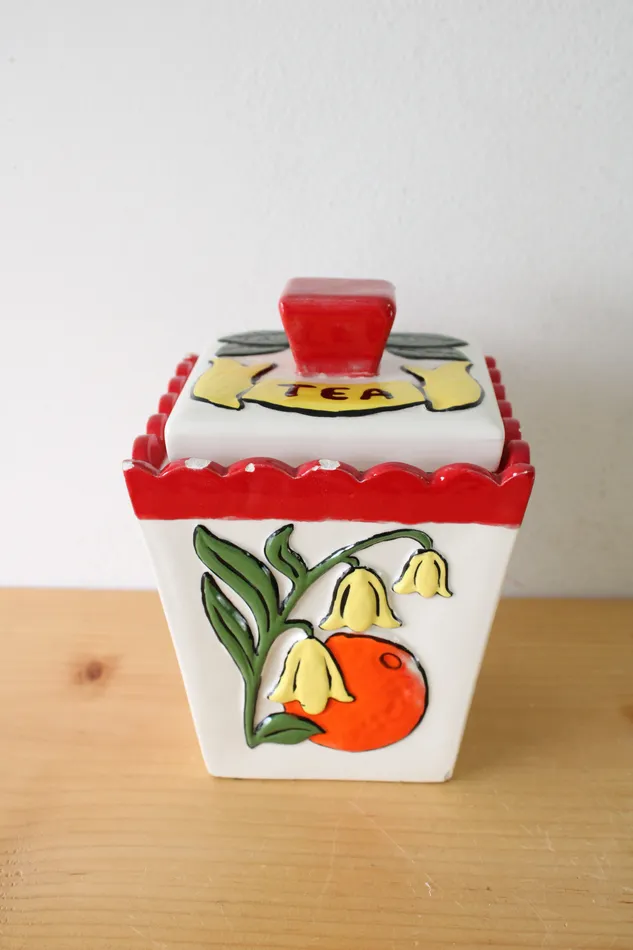 Earrings Jubilee Thrift Vintage JG Painted Tea Cannister