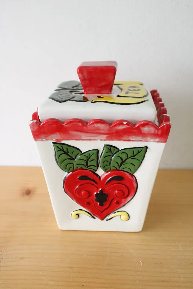 Earrings Jubilee Thrift Vintage JG Painted Tea Cannister