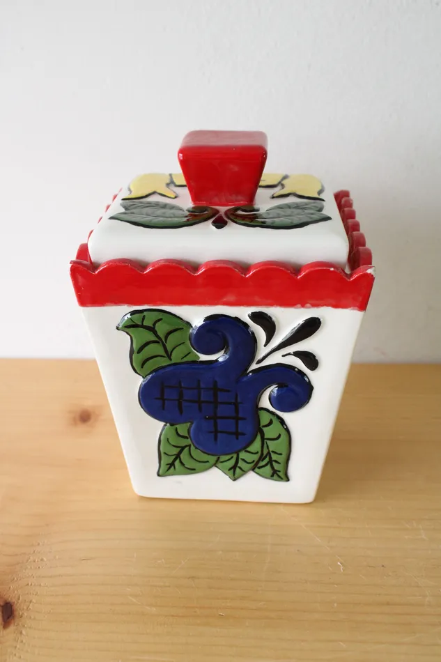 Earrings Jubilee Thrift Vintage JG Painted Tea Cannister