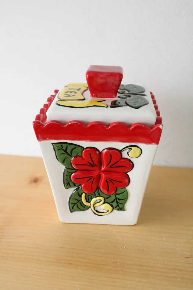 Earrings Jubilee Thrift Vintage JG Painted Tea Cannister