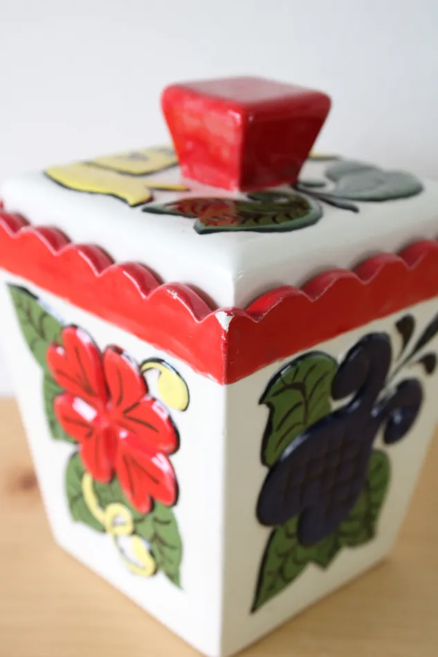 Earrings Jubilee Thrift Vintage JG Painted Tea Cannister