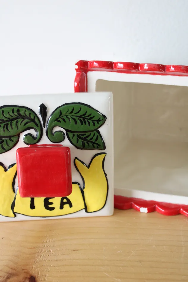 Earrings Jubilee Thrift Vintage JG Painted Tea Cannister