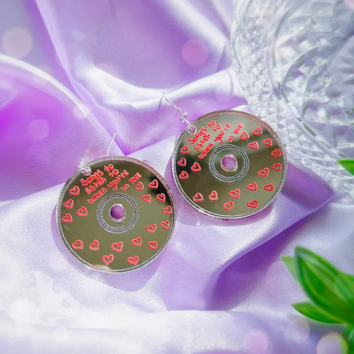 Earrings kgfjewelry Lovers CD Valentines Day Acrylic Earrings Keychain Pin