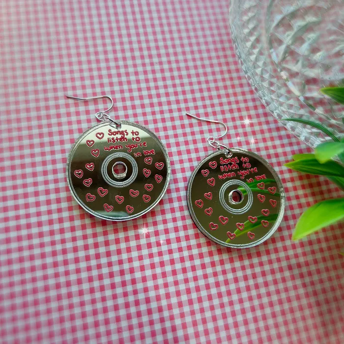 Earrings kgfjewelry Lovers CD Valentines Day Acrylic Earrings Keychain Pin Earrings kgfjewelry Lovers CD Valentines Day Acrylic Earrings Keychain Pin