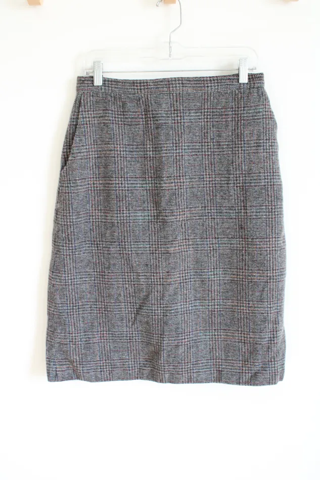 Earrings LL Bean Vintage Gray Plaid Skirt 16 Petite LL Bean