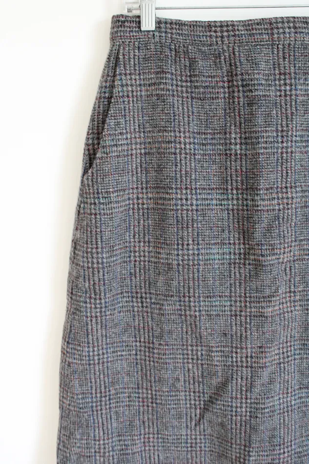 Earrings LL Bean Vintage Gray Plaid Skirt 16 Petite LL Bean