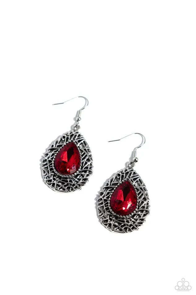Earrings Nest Nouveau Red Paparazzi Accessories