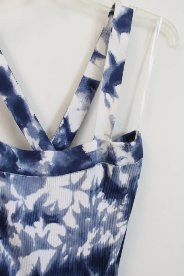 Earrings NEW Michael Kors True Navy Tie Dye Knit Fitted Belt Dress M Michael Kors