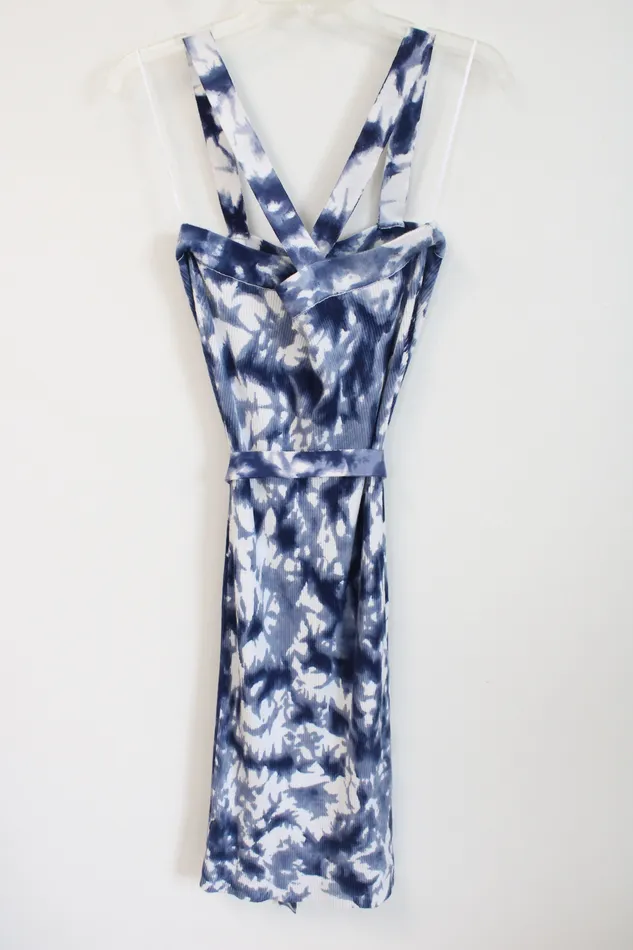 Earrings NEW Michael Kors True Navy Tie Dye Knit Fitted Belt Dress M Michael Kors