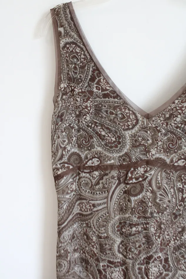 Earrings Old Navy Old Navy Y2K Brown Paisley Chiffon Dress 10