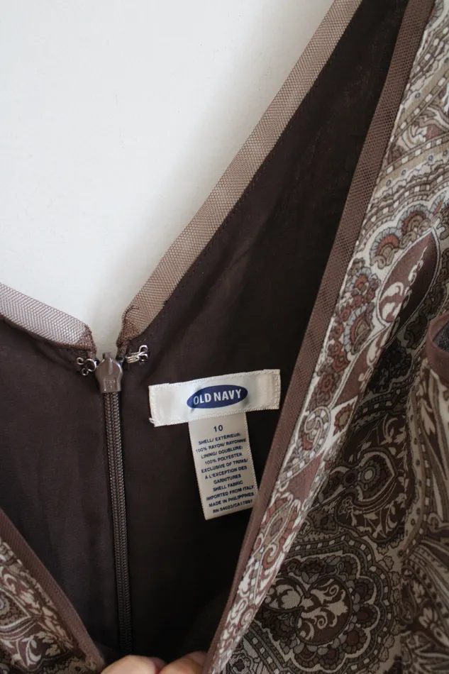 Earrings Old Navy Old Navy Y2K Brown Paisley Chiffon Dress 10