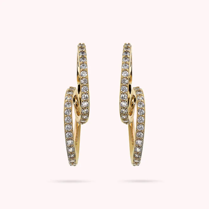 Earrings Orecchini Pendenti Sinuosi Golden con Cubic Zirconia Bronzallure
