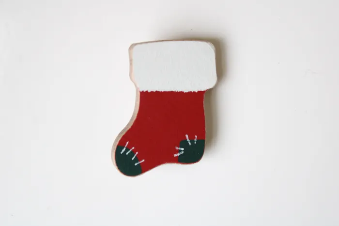 Earrings Painted Wooden Stocking Pin Jubilee Thrift