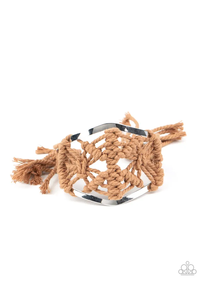 Earrings Paparazzi Accessories Macrame Mode Brown