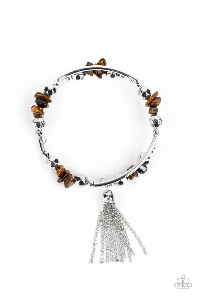 Earrings Paparazzi Accessories Mineral Mosaic Brown
