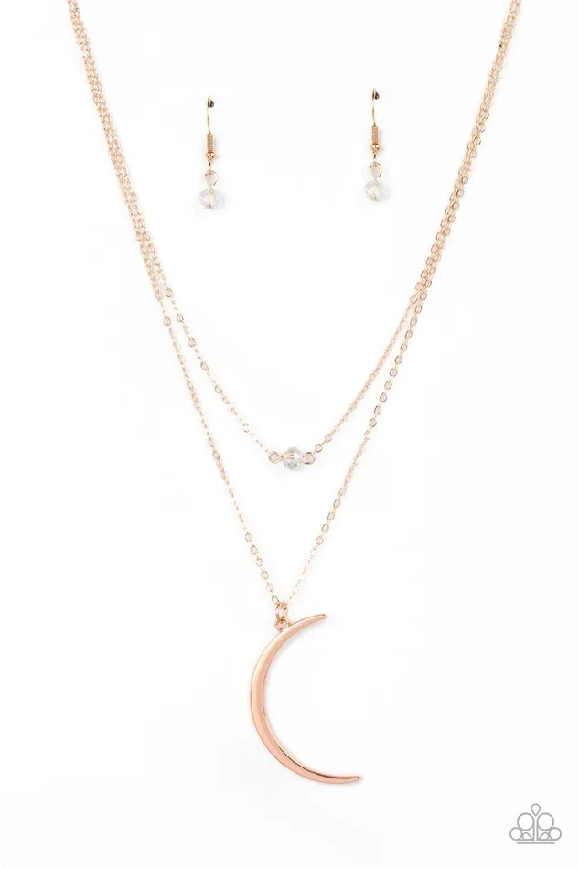 Earrings Paparazzi Accessories Modern Moonbeam Rose Gold