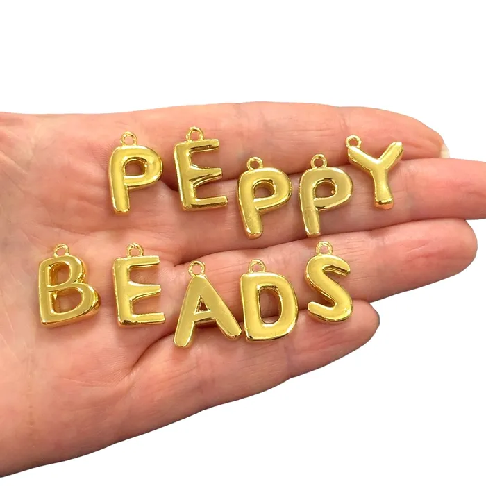 Earrings Peppy Beads 24Kt Gold Plated Balloon Letter Charm
