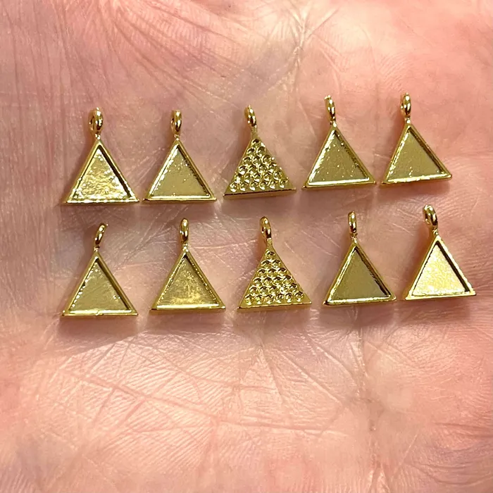 Earrings Peppy Beads 24Kt Gold Plated Brass Triangle Charms10 pcs in a pack