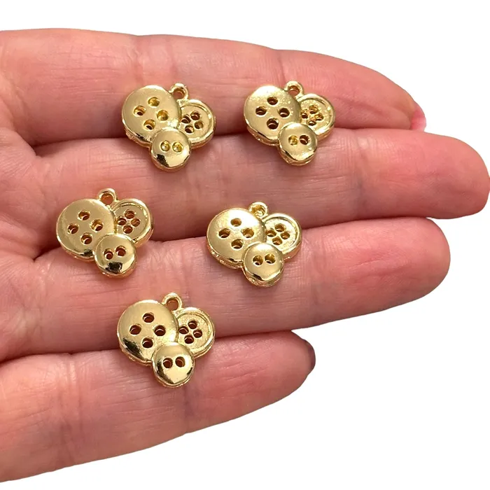 Earrings Peppy Beads 24Kt Gold Plated Buttons Charms Gold Sewing Charms 5 pcs in a pack Earrings Peppy Beads 24Kt Gold Plated Buttons Charms Gold Sewing Charms 5 pcs in a pack