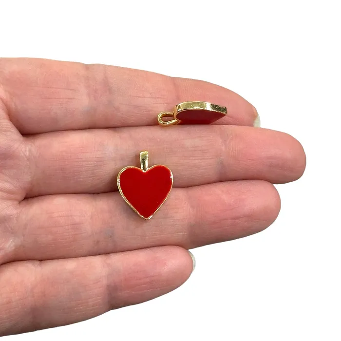Earrings Peppy Beads 24Kt Gold Plated Double Side Red Enamelled Brass Heart Charms 2 pcs in a pack Earrings Peppy Beads 24Kt Gold Plated Double Side Red Enamelled Brass Heart Charms 2 pcs in a pack