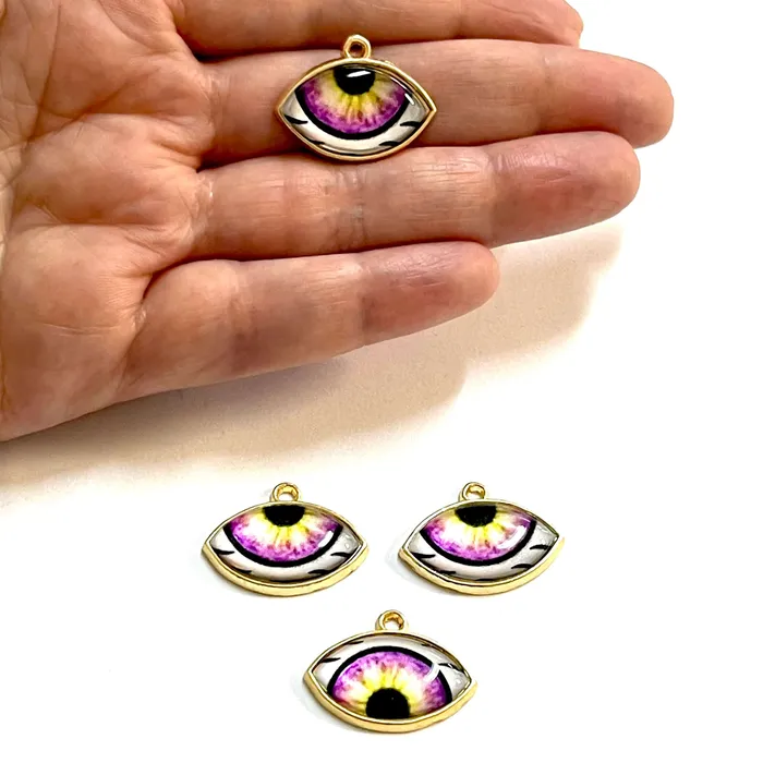 Earrings Peppy Beads 24Kt Gold Plated Eye Charms 2 pcs in a pack