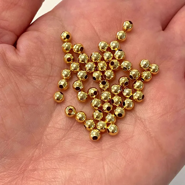 Earrings Peppy Beads 24Kt Shiny Gold Plated 4mm Spacer Balls 50 pieces in a pack Earrings Peppy Beads 24Kt Shiny Gold Plated 4mm Spacer Balls 50 pieces in a pack