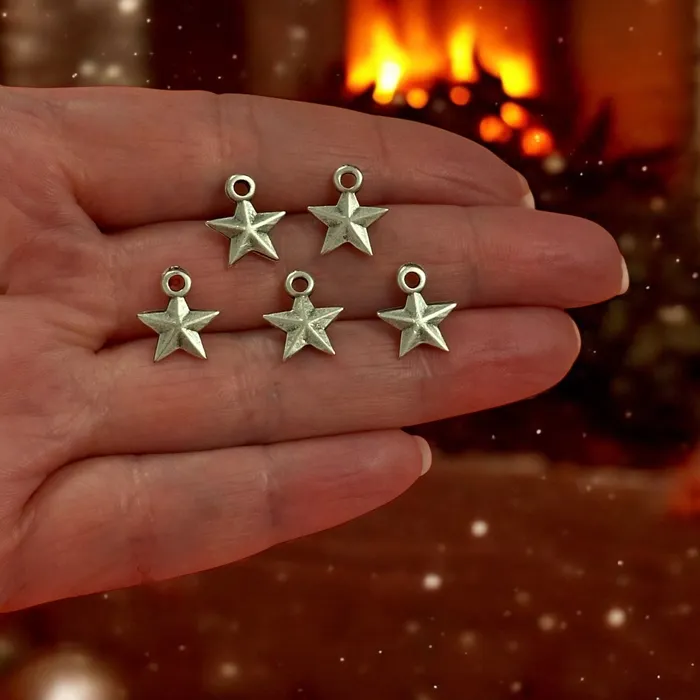 Earrings Peppy Beads Antique Silver Plated Christmas Star Charms 5 pcs in a pack Christmas Collection Charms Earrings Peppy Beads Antique Silver Plated Christmas Star Charms 5 pcs in a pack Christmas Collection Charms