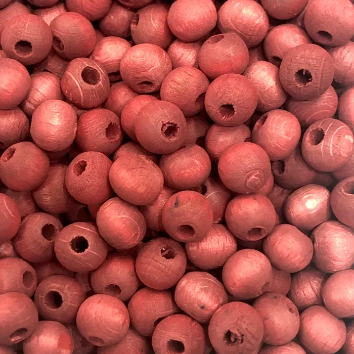 Earrings Peppy Beads Bulk 50 Gr 8 mm Wooden BeadsRed Color