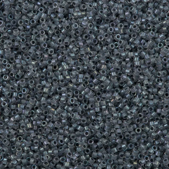 Earrings Peppy Beads DB0081 Lined Dark Grey AB Miyuki Delica 110