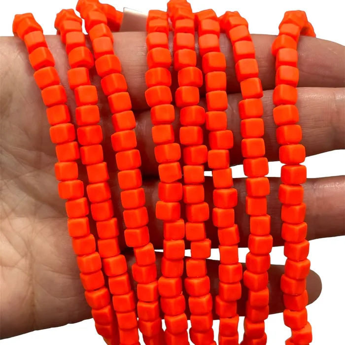 Earrings Peppy Beads Neon Orange Polymer Clay Cube 4mm Beads 4mm Polymer Clay Spacers Earrings Peppy Beads Neon Orange Polymer Clay Cube 4mm Beads 4mm Polymer Clay Spacers