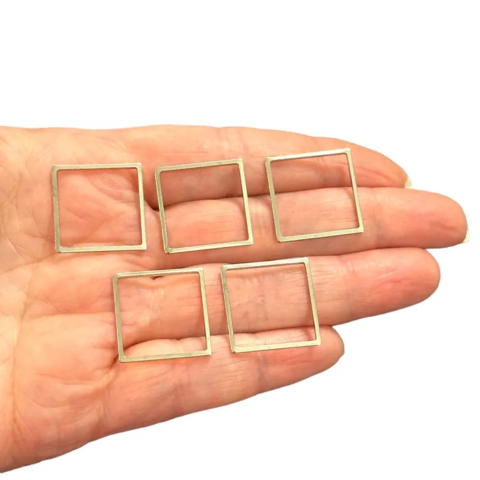 Earrings Peppy Beads Rhodium Plated 20mm Square Charms Rhodium Square Connector Charms 5 pcs in a pack Earrings Peppy Beads Rhodium Plated 20mm Square Charms Rhodium Square Connector Charms 5 pcs in a pack
