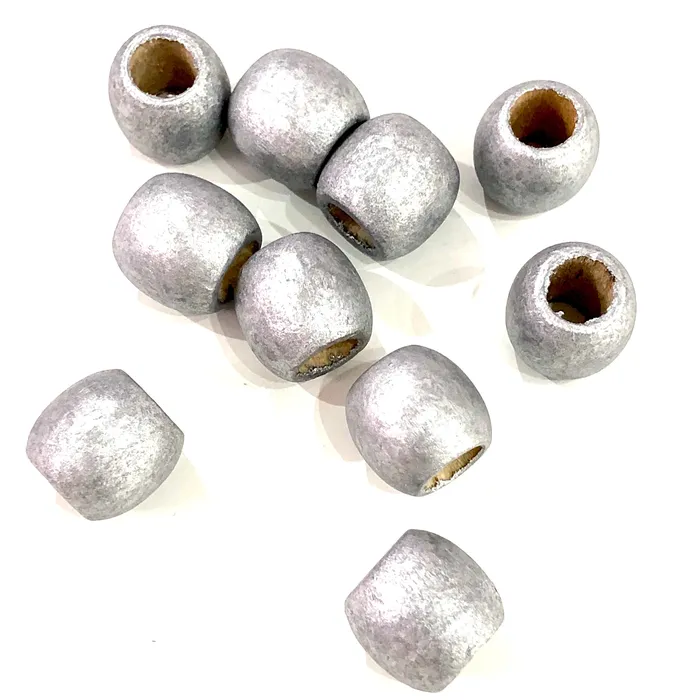 Earrings Peppy Beads Silver Large Hole Wooden Beads 16x15mm 10 Pieces in a pack Earrings Peppy Beads Silver Large Hole Wooden Beads 16x15mm 10 Pieces in a pack