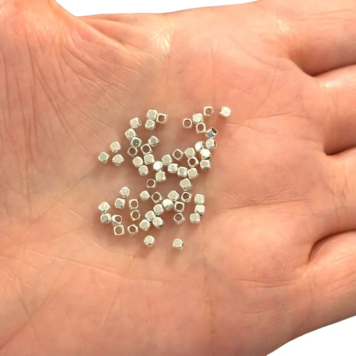 Earrings Peppy Beads Silver Plated Cubes 2mm 2mm Silver Spacer Cubes50 Pieces in a pack Earrings Peppy Beads Silver Plated Cubes 2mm 2mm Silver Spacer Cubes50 Pieces in a pack