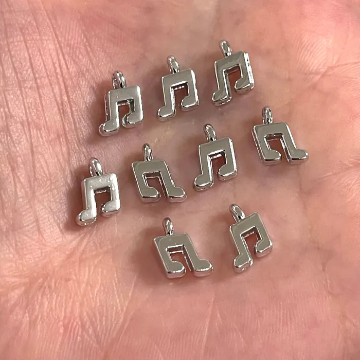 Earrings Peppy Beads Silver Plated Music Note Charms 10 pcs in a pack