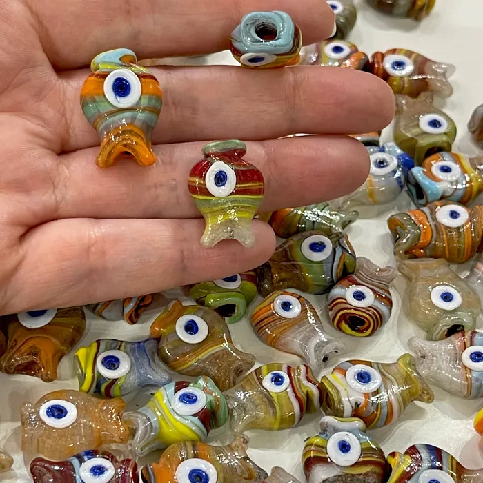 Earrings Peppy Beads Turkish Artisan Hand Made Glass Marbled Fish Charms Assorted 3 pcs in a pack Earrings Peppy Beads Turkish Artisan Hand Made Glass Marbled Fish Charms Assorted 3 pcs in a pack