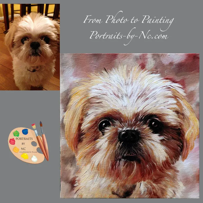 Earrings Pet Portraits Dog Portraits Shih Tzu Oil Portrait Portraits by NC