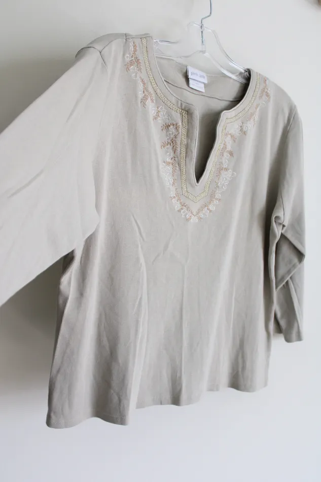 Earrings Pierre Cardin Pierre Cardin Tan Embroidered Top L