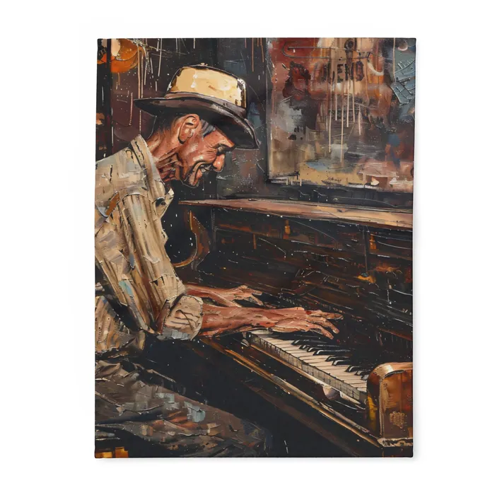 Earrings Portraits by NC Arctic Fleece Blanket Honky Tonk Piano Player