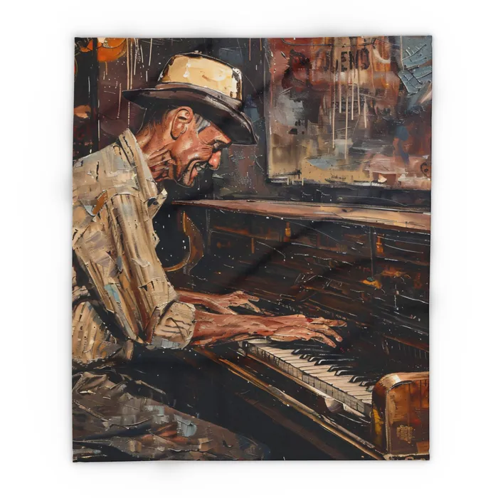 Earrings Portraits by NC Arctic Fleece Blanket Honky Tonk Piano Player