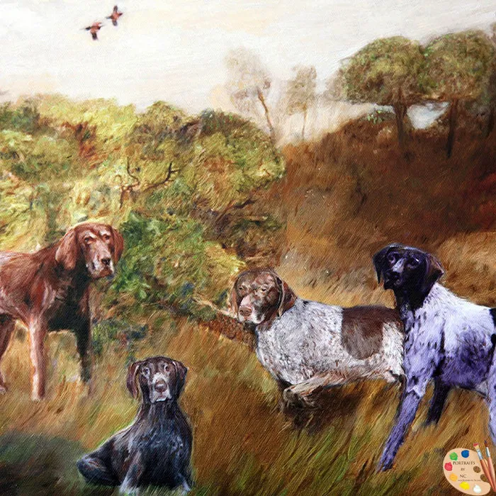 Earrings Portraits by NC Group Dog Portrait Hunting Dogs Oil Portrait