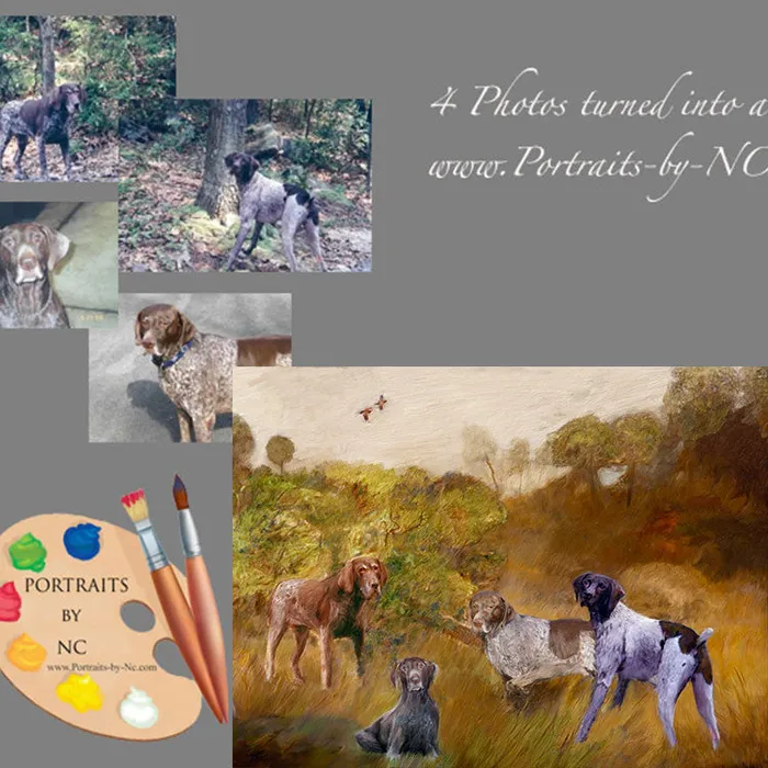 Earrings Portraits by NC Group Dog Portrait Hunting Dogs Oil Portrait