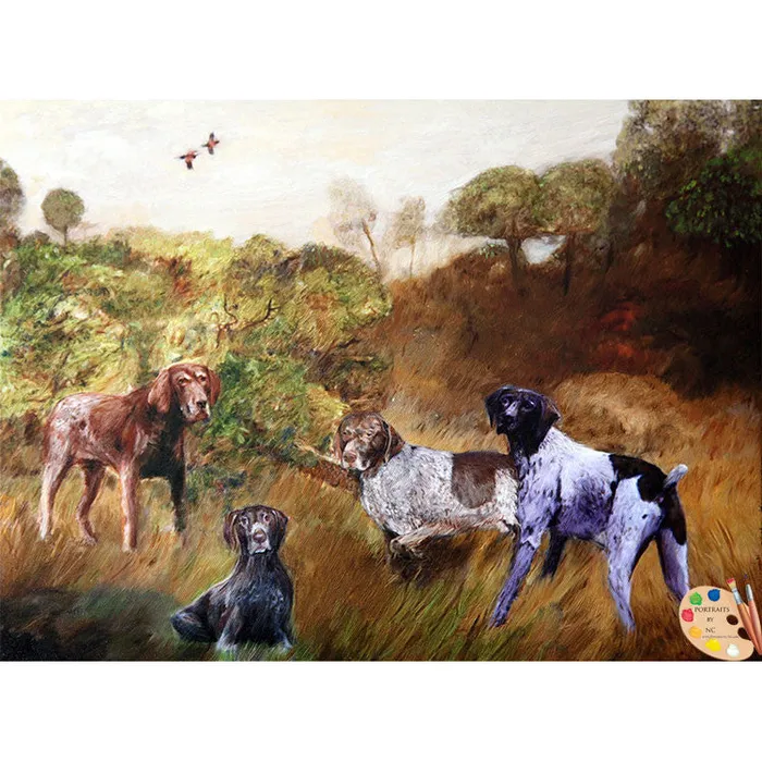 Earrings Portraits by NC Group Dog Portrait Hunting Dogs Oil Portrait