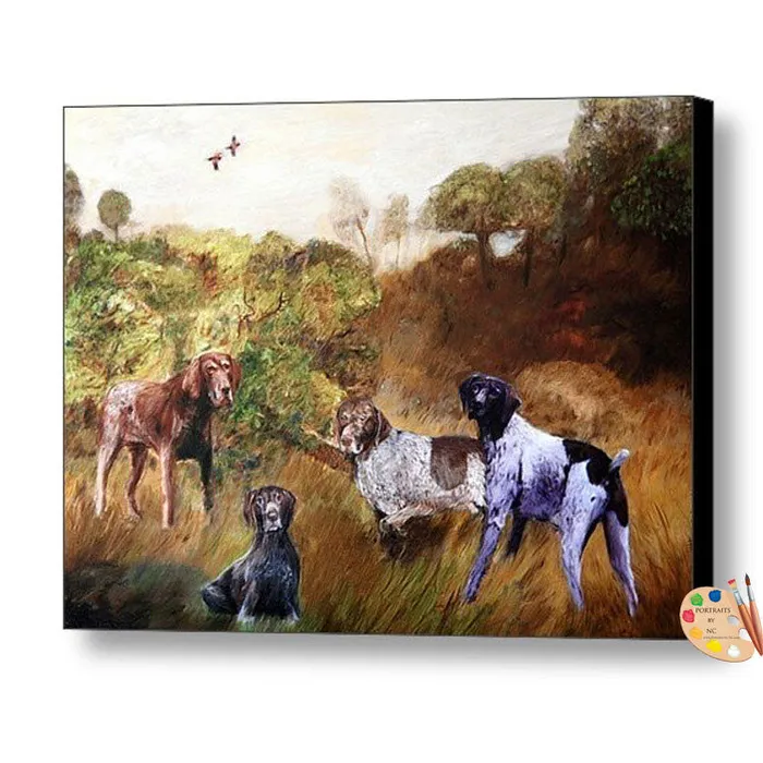 Earrings Portraits by NC Group Dog Portrait Hunting Dogs Oil Portrait