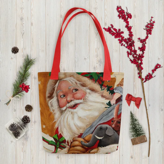 Earrings Printful Tote bag Santa Claus 15x15in